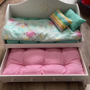 American Girl Doll Trundle Bed and Sleeping Bag